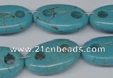 CFG299 15.5 inches 16*26mm carved oval turquoise beads