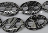 CFG301 15.5 inches 18*25mm carved oval black water jasper beads