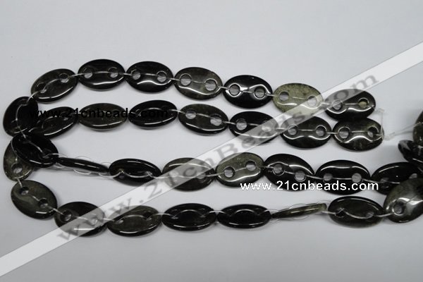 CFG302 15.5 inches 18*25mm carved oval golden obsidian beads