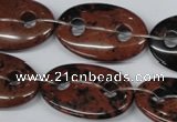 CFG305 15.5 inches 20*30mm carved oval mahogany obsidian beads