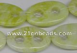 CFG308 15.5 inches 20*30mm carved oval lemon jade gemstone beads