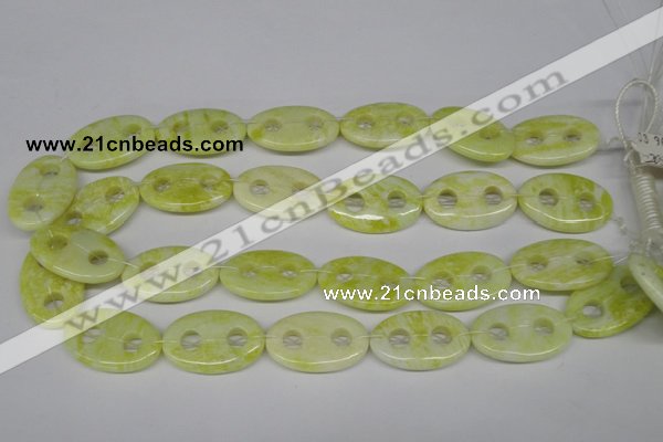 CFG308 15.5 inches 20*30mm carved oval lemon jade gemstone beads
