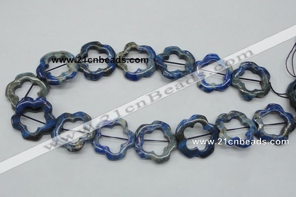 CFG32 15.5 inches 30mm carved flower lapis lazuli gemstone beads