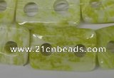 CFG336 15.5 inches 20*30mm carved rectangle lemon jade beads