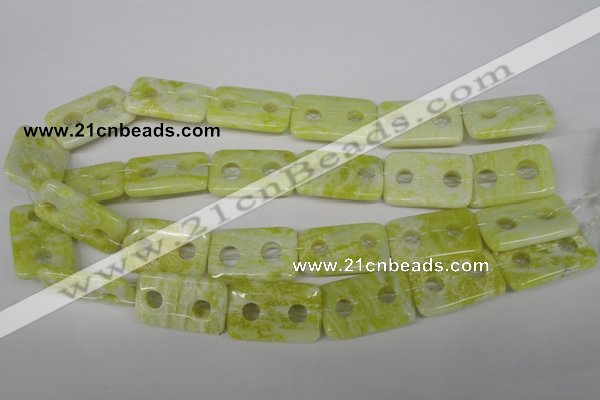 CFG336 15.5 inches 20*30mm carved rectangle lemon jade beads