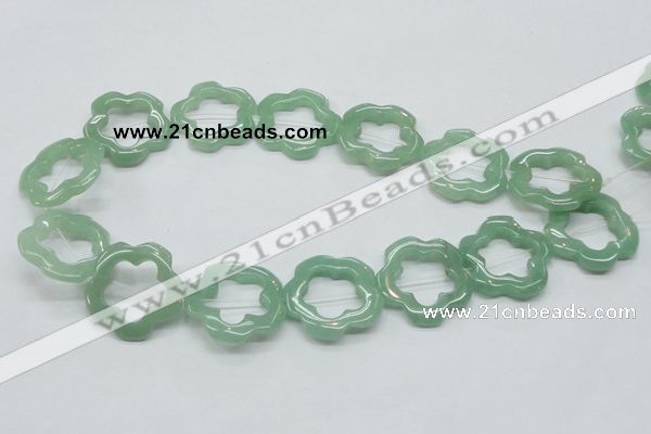 CFG34 15.5 inches 30mm carved flower green aventurine jade beads