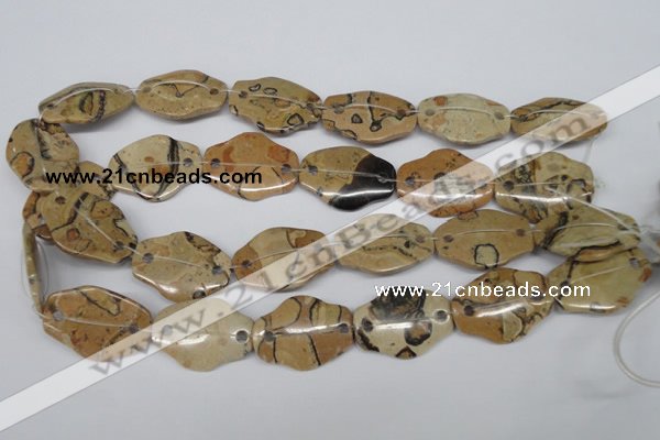 CFG340 22*30mm carved hexagon African leopard skin jasper beads