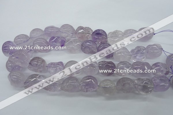 CFG342 15.5 inches 18*22mm carved skull amethyst beads