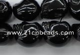 CFG345 15.5 inches 17*19mm carved skull black agate beads