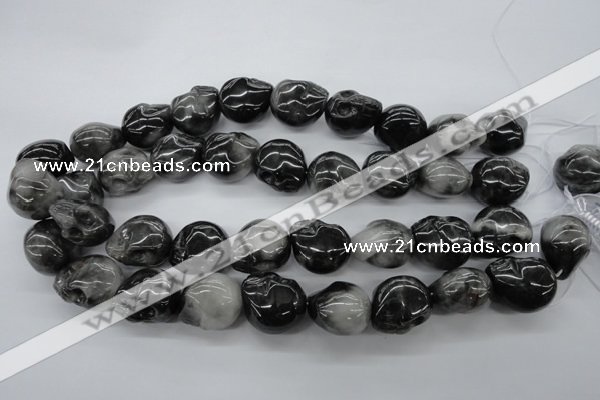 CFG346 15.5 inches 18*22mm carved skull eagle eye jasper beads