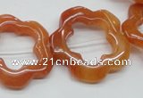 CFG35 15.5 inches 30mm carved flower red aventurine jade beads
