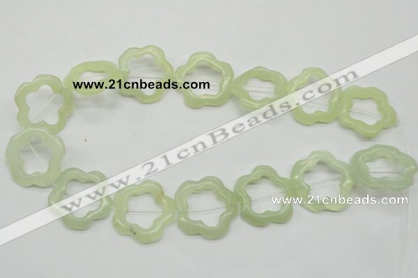 CFG36 15.5 inches 30mm carved flower green jade beads