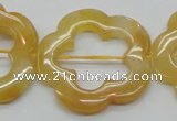 CFG39 15.5 inches 35mm carved flower yellow jade gemstone beads