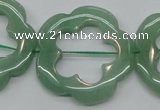 CFG40 15.5 inches 35mm carved flower green aventurine jade beads