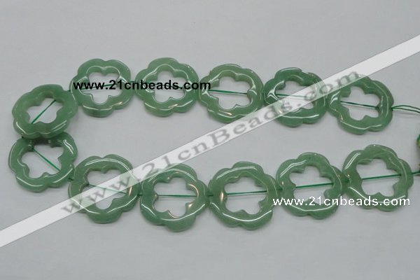 CFG40 15.5 inches 35mm carved flower green aventurine jade beads