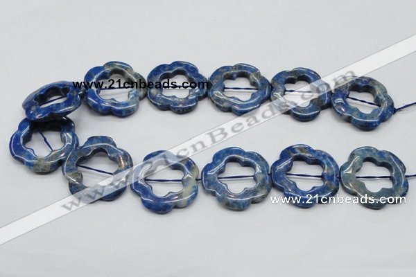 CFG41 15.5 inches 35mm carved flower lapis lazuli gemstone beads