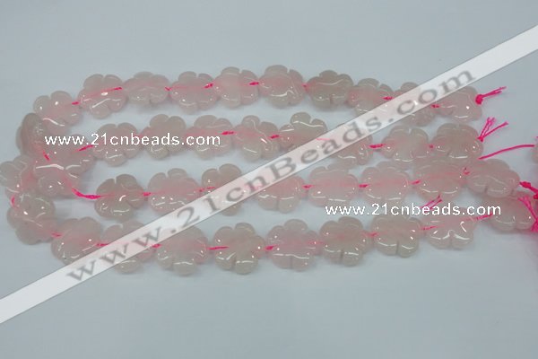 CFG450 15.5 inches 20mm carved flower rose quartz beads