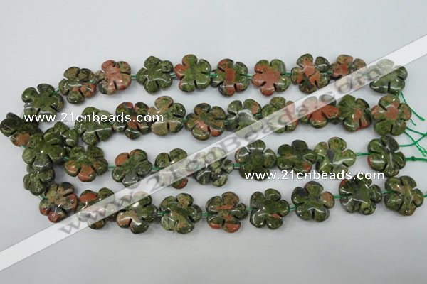 CFG451 15.5 inches 20mm carved flower unakite gemstone beads