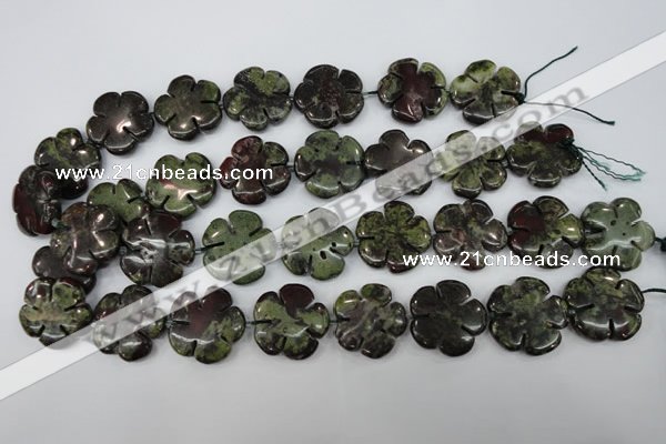 CFG460 15.5 inches 24mm carved flower dragon blood jasper beads