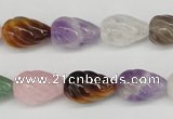 CFG51 15.5 inches 10*16mm carved teardrop mixed gemstone beads