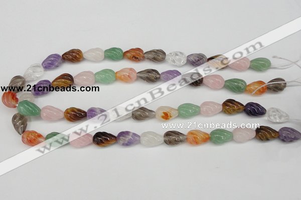 CFG51 15.5 inches 10*16mm carved teardrop mixed gemstone beads