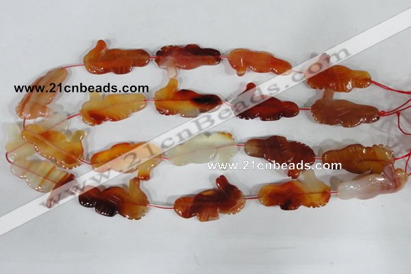 CFG519 15.5 inches 22*35mm carved animal red agate beads