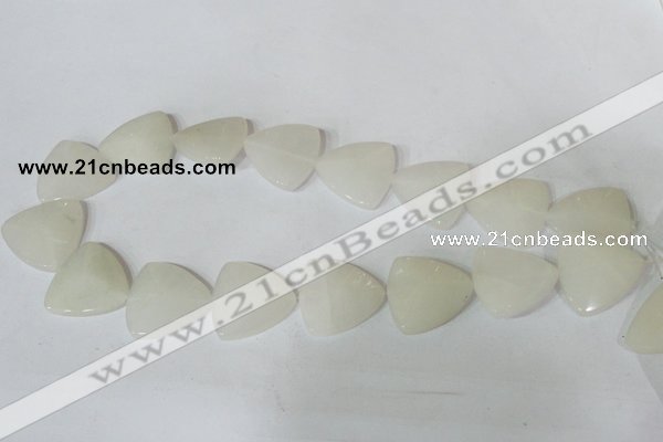 CFG525 15.5 inches 25*25mm carved triangle white jade beads