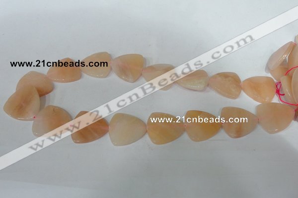 CFG526 15.5 inches 25*25mm carved triangle pink aventurine beads