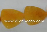 CFG527 15.5 inches 25*25mm carved triangle yellow aventurine beads