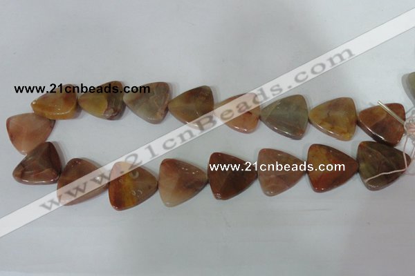 CFG529 15.5 inches 25*25mm carved triangle agate gemstone beads