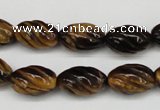 CFG53 15.5 inches 10*16mm carved rice yellow tiger eye gemstone beads