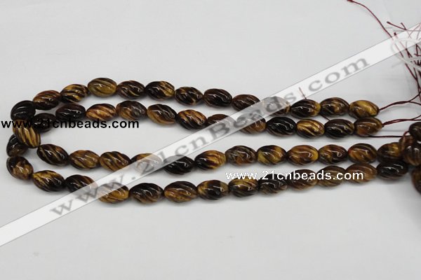 CFG53 15.5 inches 10*16mm carved rice yellow tiger eye gemstone beads