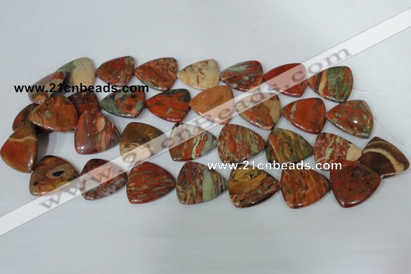 CFG533 15.5 inches 25*25mm carved triangle brecciated jasper beads