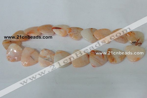 CFG536 15.5 inches 25*25mm carved triangle bamboo leaf agate beads
