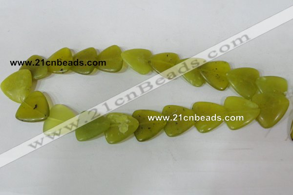 CFG537 15.5 inches 25*25mm carved triangle Korean jade beads