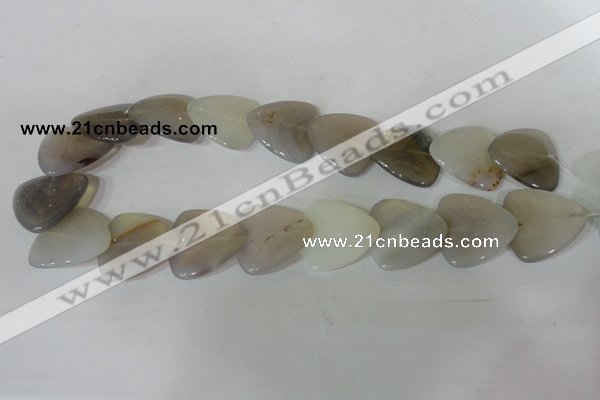 CFG538 15.5 inches 25*25mm carved triangle grey agate beads