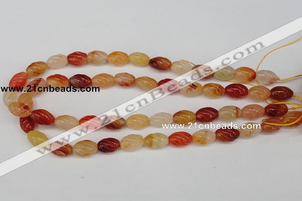 CFG54 15.5 inches 10*16mm carved rice agate gemstone beads