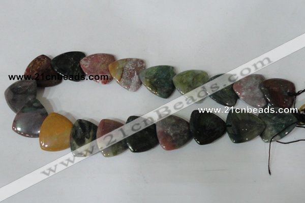 CFG540 15.5 inches 25*25mm carved triangle Indian agate beads