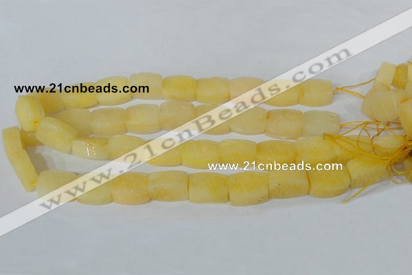 CFG547 15.5 inches 15*20mm carved brick yellow jade beads