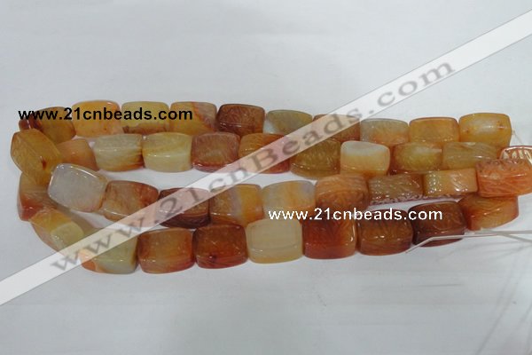 CFG549 15.5 inches 15*20mm carved brick red agate beads