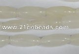 CFG551 15.5 inches 8*20mm carved rice white jade beads