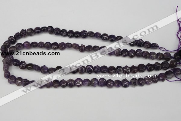CFG59 15.5 inches 8*10mm carved pig-shaped amethyst gemstone beads