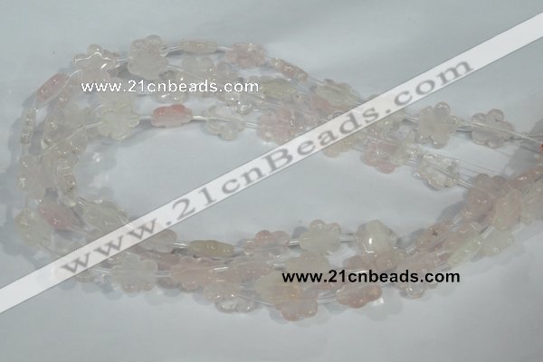 CFG651 15.5 inches 15mm carved flower rose quartz beads