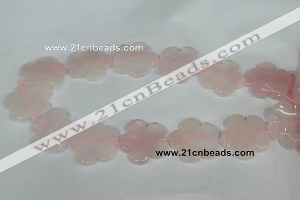 CFG653 15.5 inches 30mm carved flower rose quartz beads