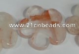CFG659 15.5 inches 30mm carved flower pink quartz beads