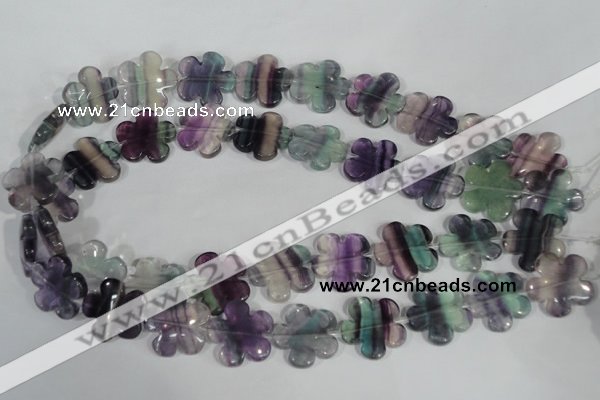 CFG661 15.5 inches 20mm carved flower fluorite gemstone beads