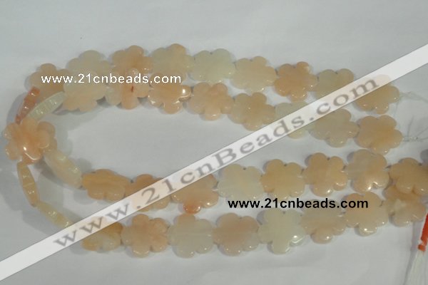 CFG667 15.5 inches 20mm carved flower pink aventurine jade beads