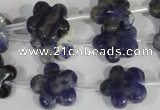 CFG669 15.5 inches 15mm carved flower sodalite gemstone beads