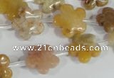 CFG672 15.5 inches 15mm carved flower agate gemstone beads