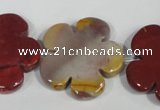 CFG686 15.5 inches 30mm carved flower mookaite gemstone beads